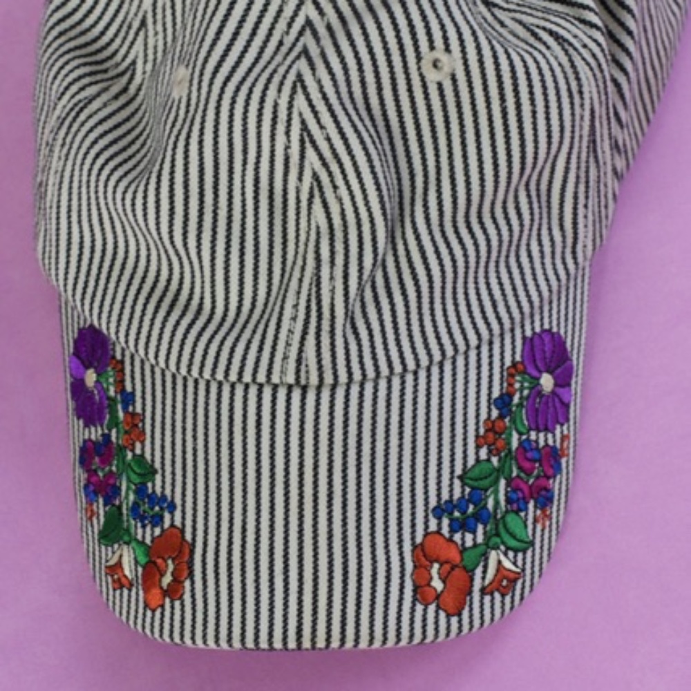 Floral Stripped Baseball Cap